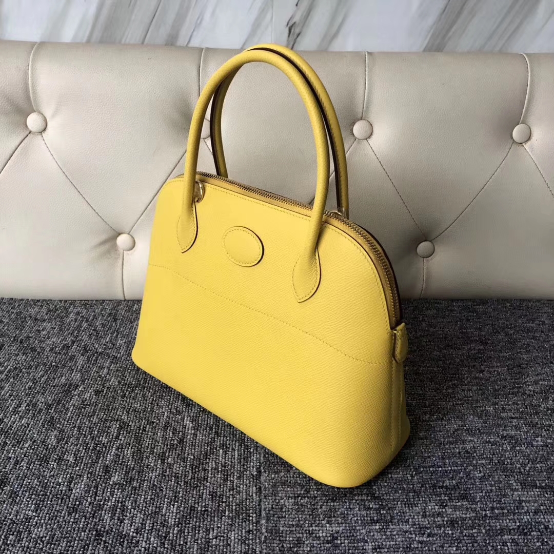 Stock Hermes 9o Jaune de Naples Epsom Calf Bolide27CM Tote Bag Gold Hardware