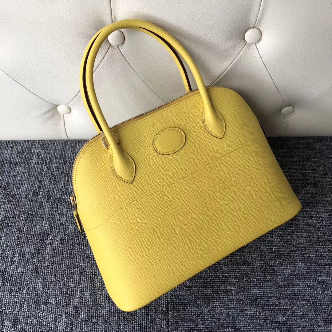 Stock Hermes 9o Jaune de Naples Epsom Calf Bolide27CM Tote Bag Gold Hardware