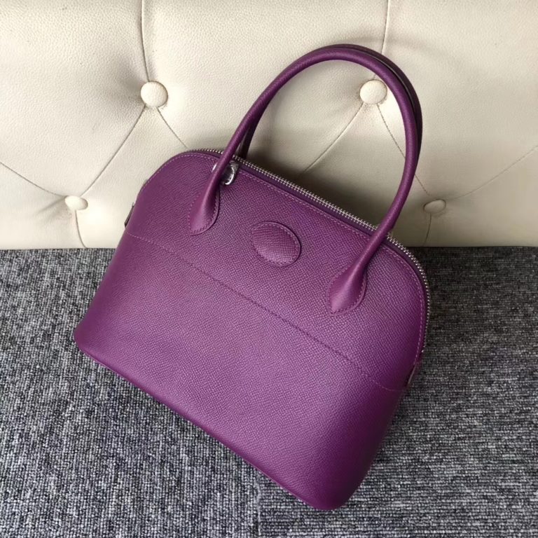 Hermes Epsom Calf Bolide Bag 27CM in P9 Anemone Purple Silver Hardware