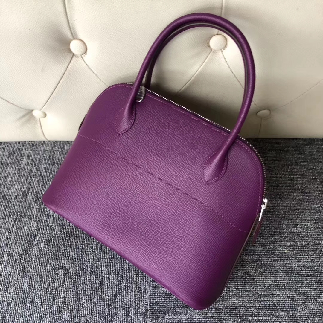 Stock Hermes Epsom Calf Bolide Bag27CM in P9 Anemone Purple Silver Hardware