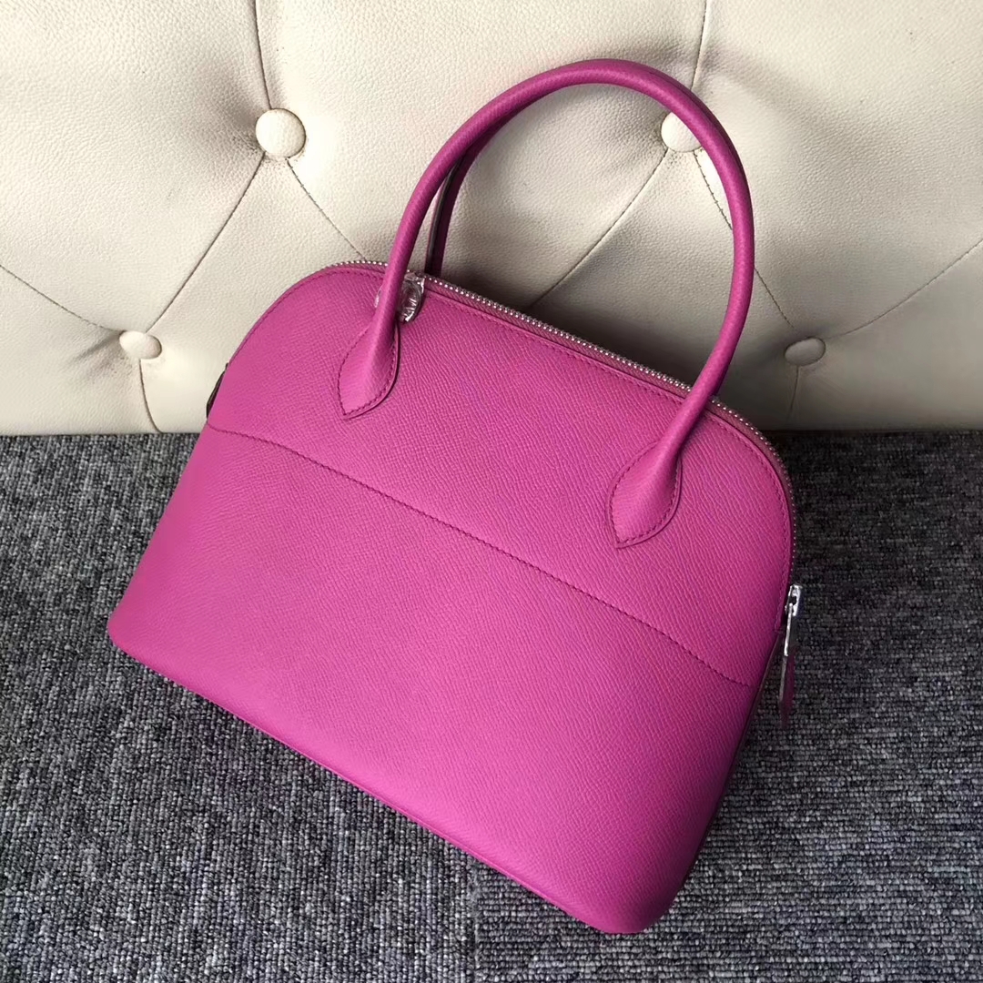 Stock Pretty Hermes Epsom Calf Bolide Bag27cm in 9I Rose Magnolia Silver Hardware