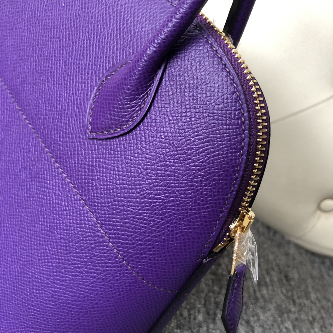 Stock Hermes 9W Fantasy Purple Epsom Calf Bolide27cm Bag Gold Hardware