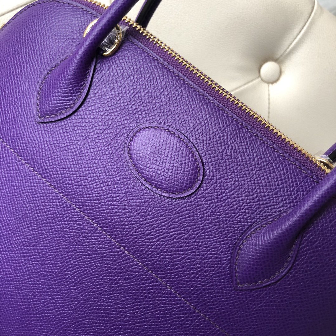 Stock Hermes 9W Fantasy Purple Epsom Calf Bolide27cm Bag Gold Hardware