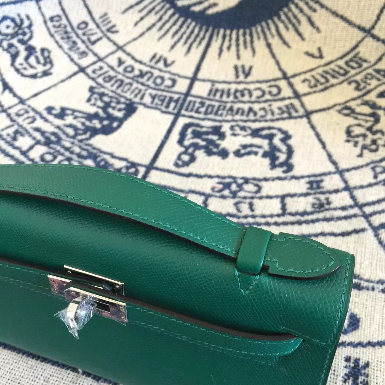 Wholesale Hermes Original Epsom Leather Z6 Malachite Green Mini Kelly Bag