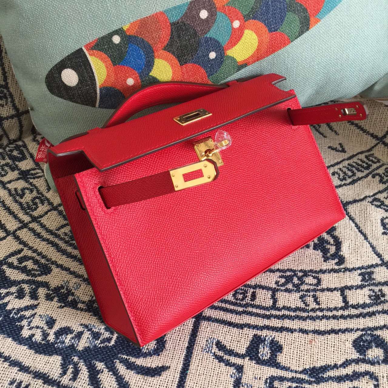 Hand Stitching Hermes Mini Kelly22CM Q5 Chinese Red Epsom Leather