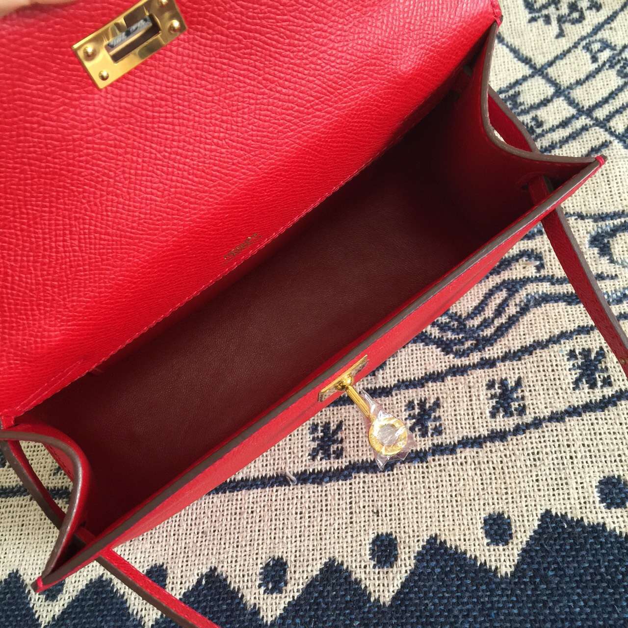 Hand Stitching Hermes Mini Kelly22CM Q5 Chinese Red Epsom Leather