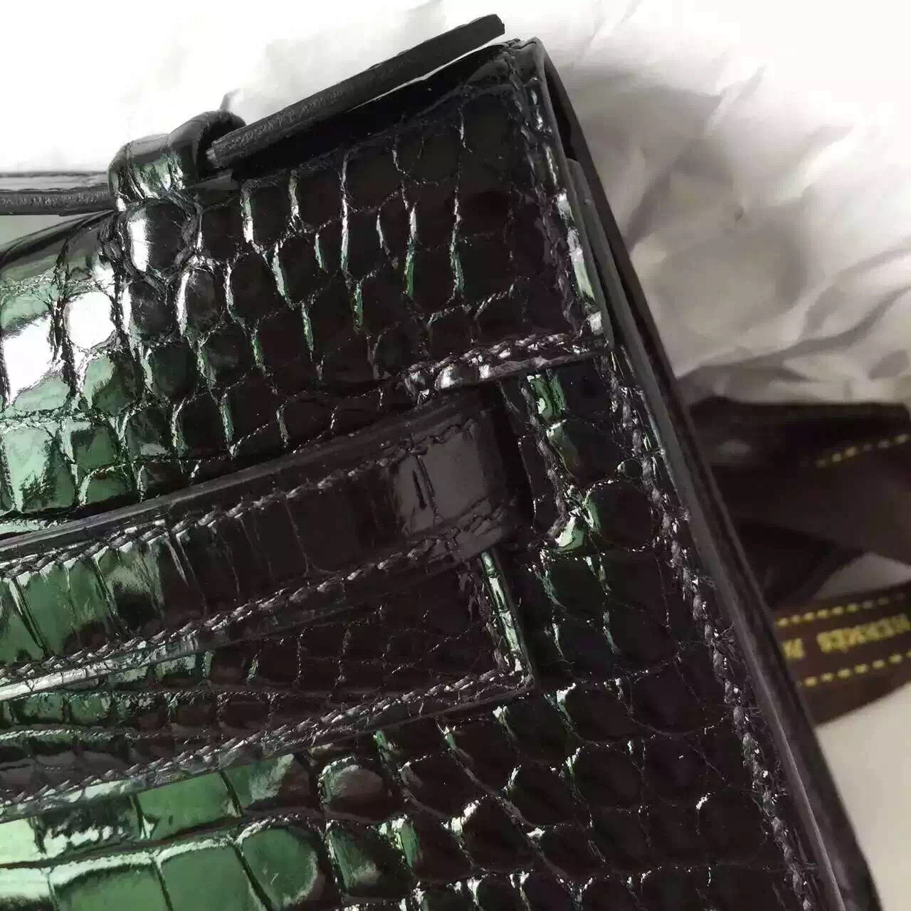 Luxury Hermes Minikelly Black Crocodile Leather Women’s Clutch Bag