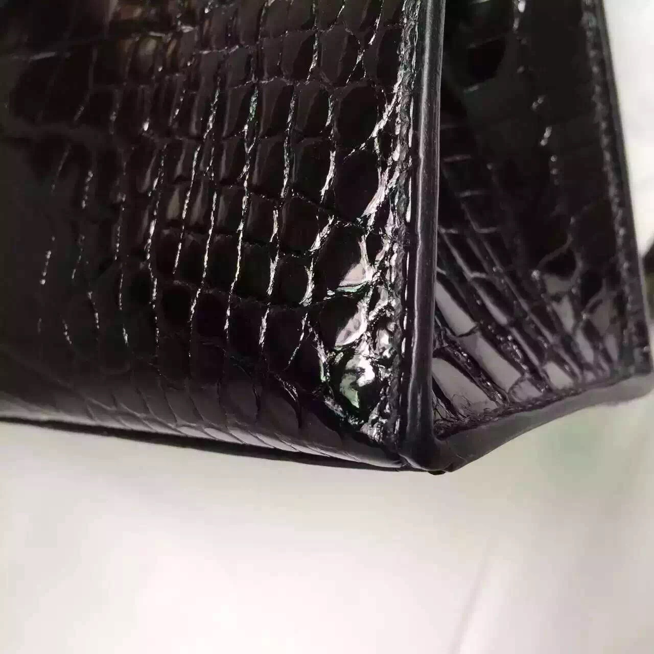 Luxury Hermes Minikelly Black Crocodile Leather Women’s Clutch Bag