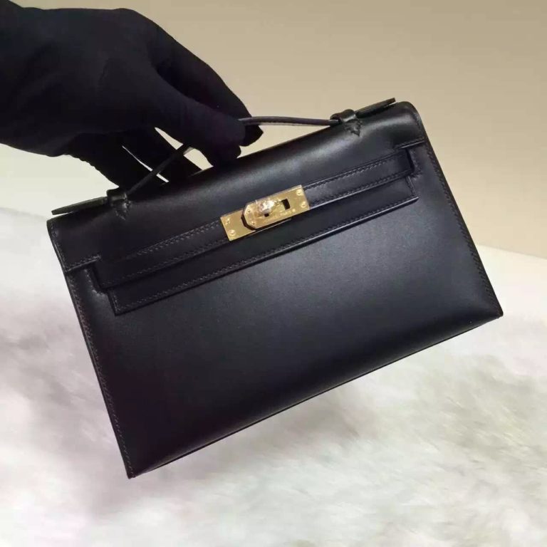 Hermes Black Box Calfskin Leather Mini Kelly Bag  22CM