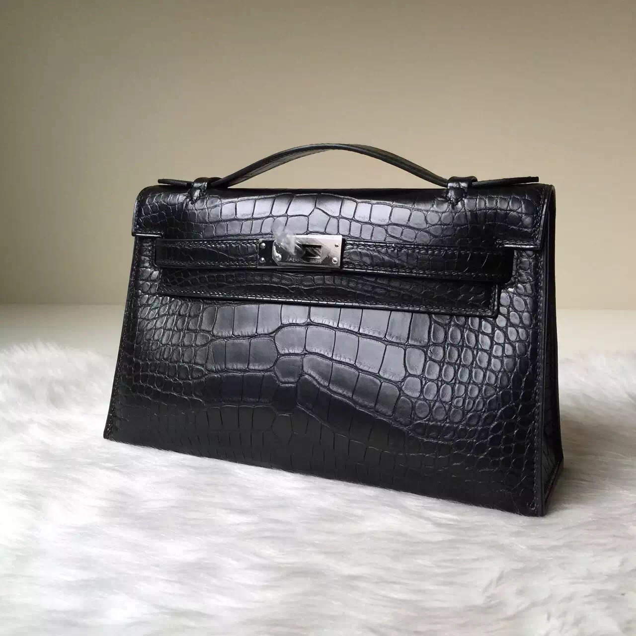 Sale Hermes CK89 Black Crocodile Matt Leather MiniKelly Bag 22cm