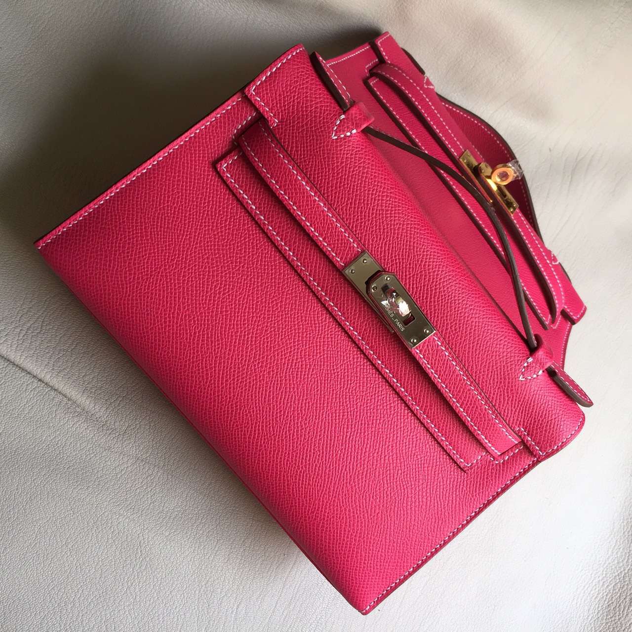 Sale Hermes Epsom Calfskin Leather Mini Kelly Bag22cm in E5 Rose Tyrien
