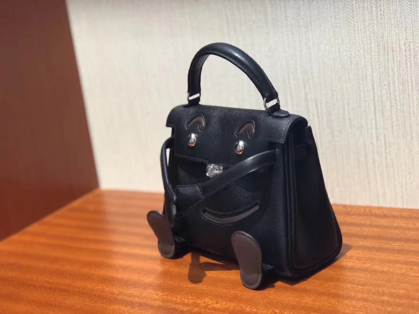 New Arrival Hermes Black & Coffee Calf Leather Kell Doll Tote Bag Silver Hardware