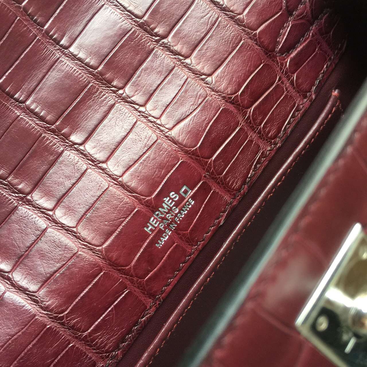Wholesale Hermes Wine Red Crocodile Matt Leather Mini Kelly Clutch Bag