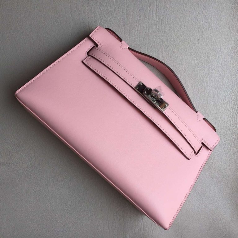 Hermes Swift Leather Mini Kelly Clutch Bag 22cm in Pink