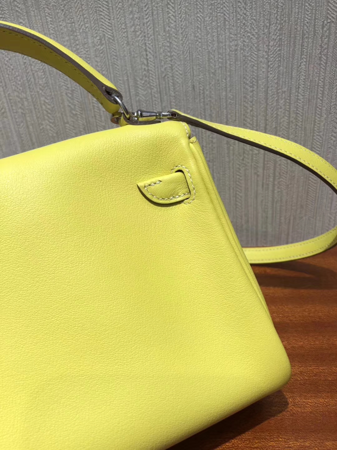 Pretty Hermes 9R Lemone Yellow/Orange Swift Calf Kell Doll Tote Bag16CM