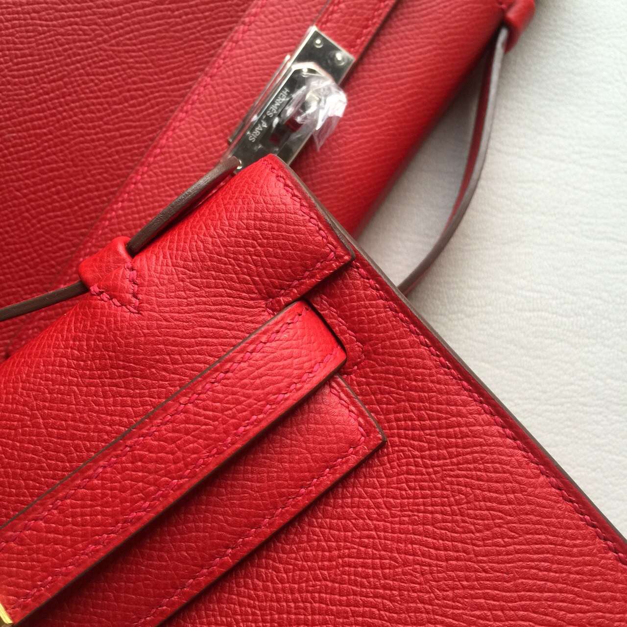 Cheap Hermes Mini Kelly Q5 Rouge Casaque Epsom Leather Clutch Bag22cm