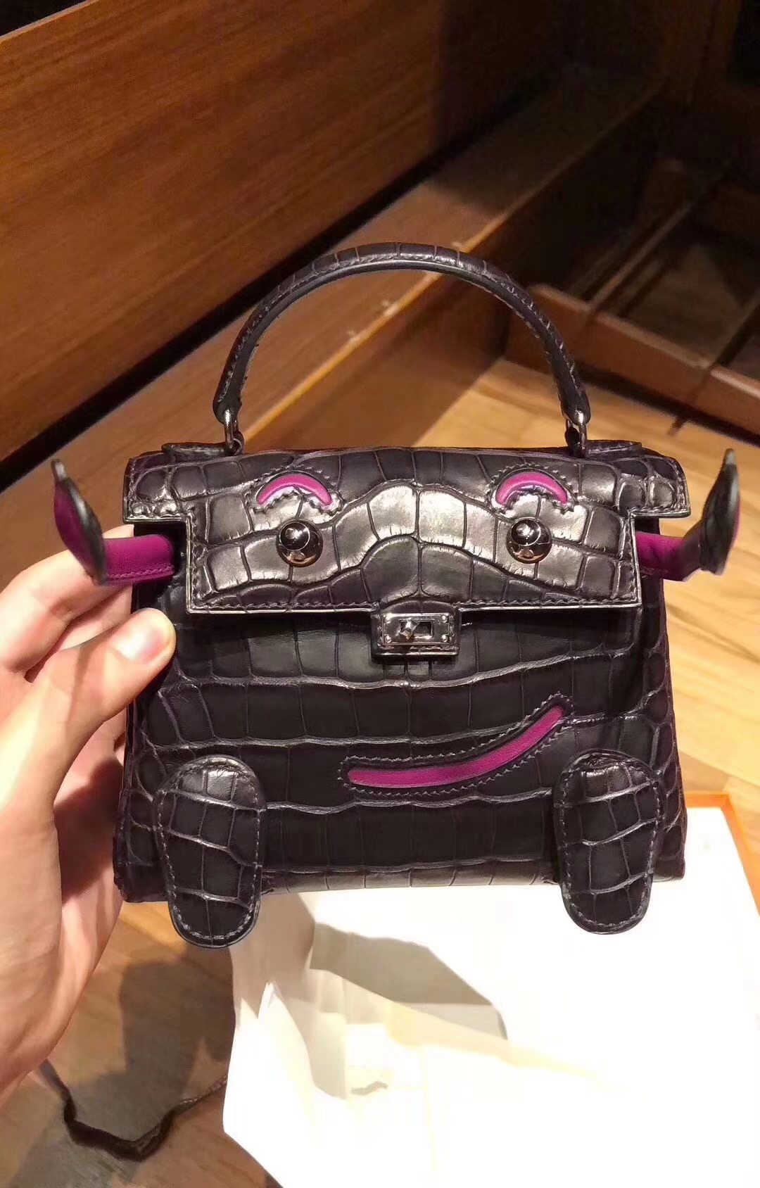 Fashion Hermes Matt Crocodile Leather Kelly Doll Women’s Tote Bag