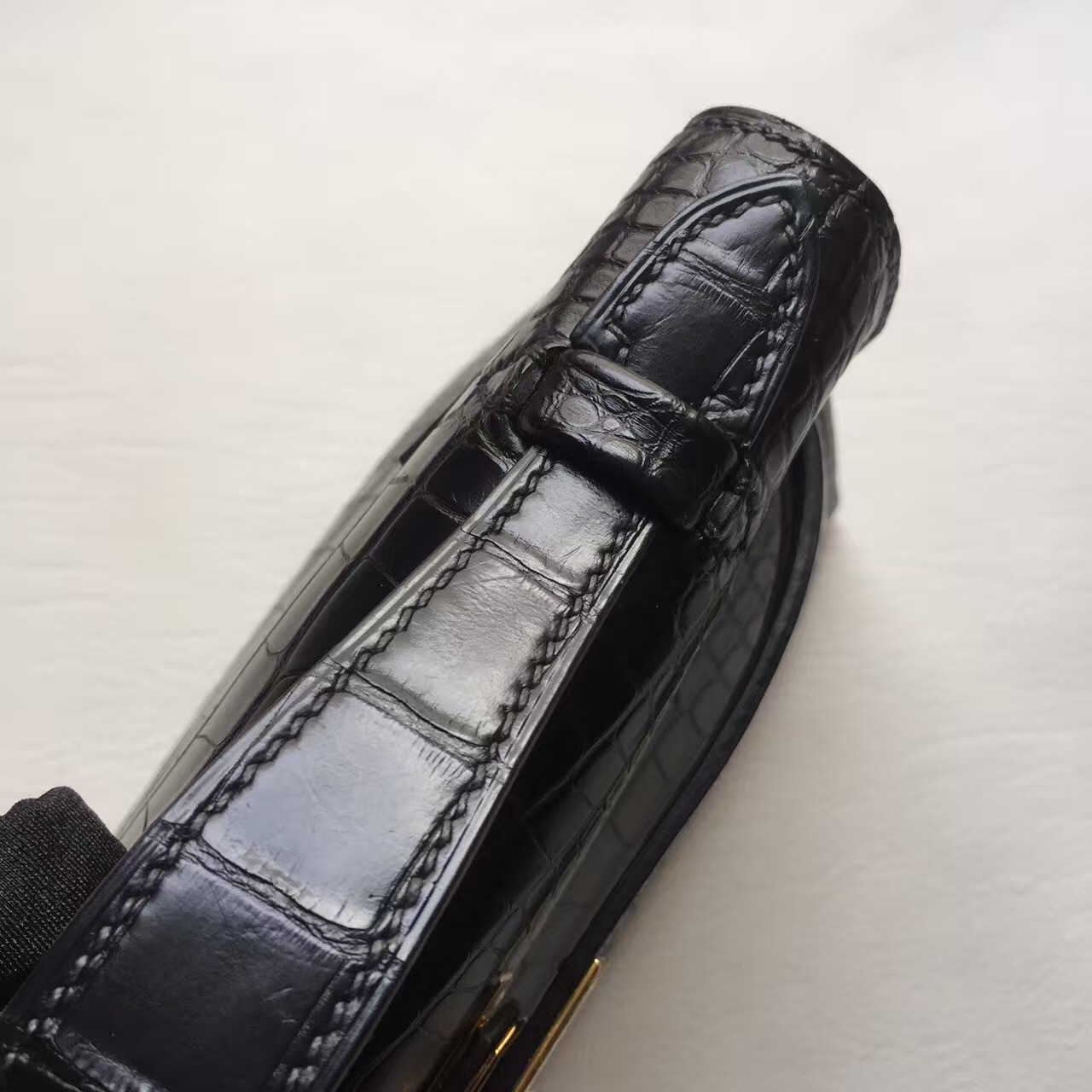 Discount Hermes Crocodile Matt Leather Mini Kelly Clutch Bag in CK89 Black