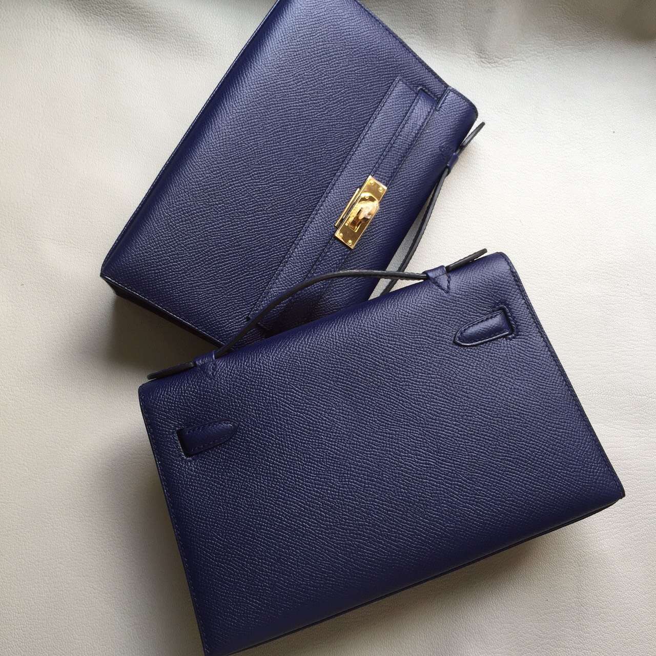 On Line Hermes 73 Blue Saphir Epsom Leather Minikelly Pochette Bag22cm