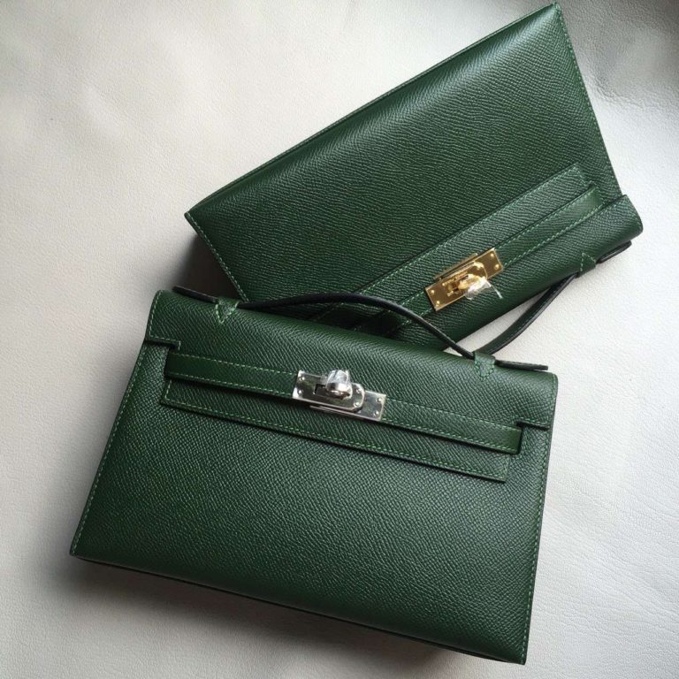 Hermes Minikelly Clutch Bag 2Q English Green Epsom Calf Leather