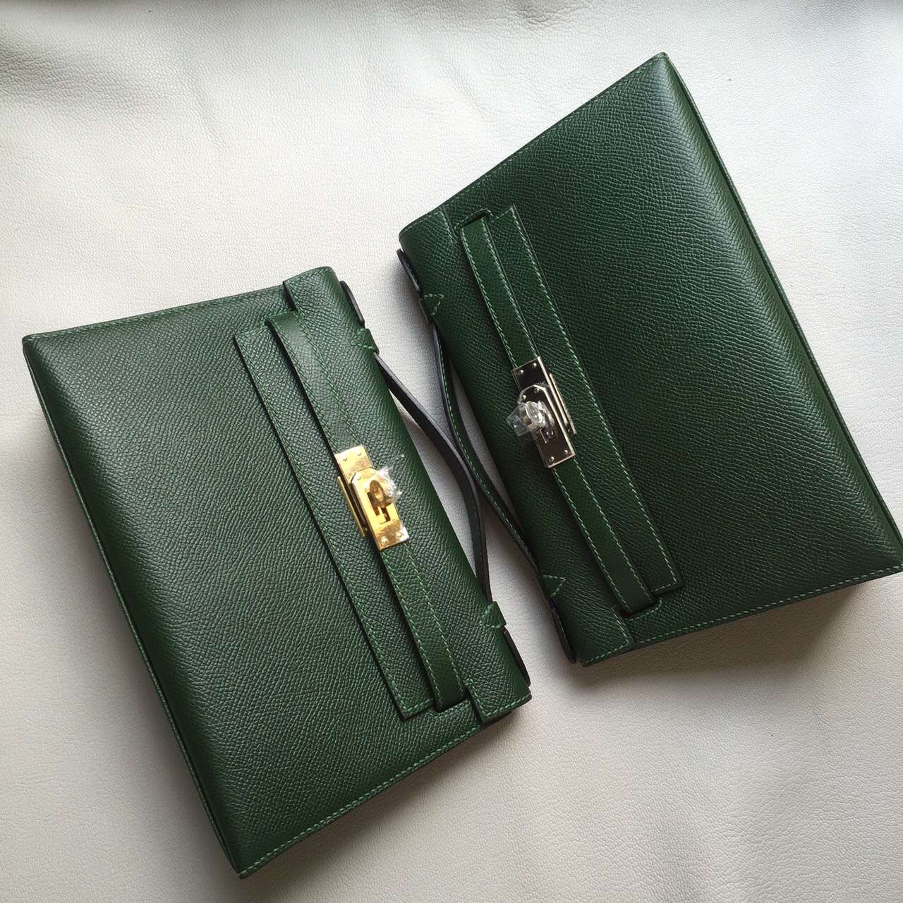 Wholesale Hermes Minikelly Clutch Bag 2Q English Green Epsom Calf Leather