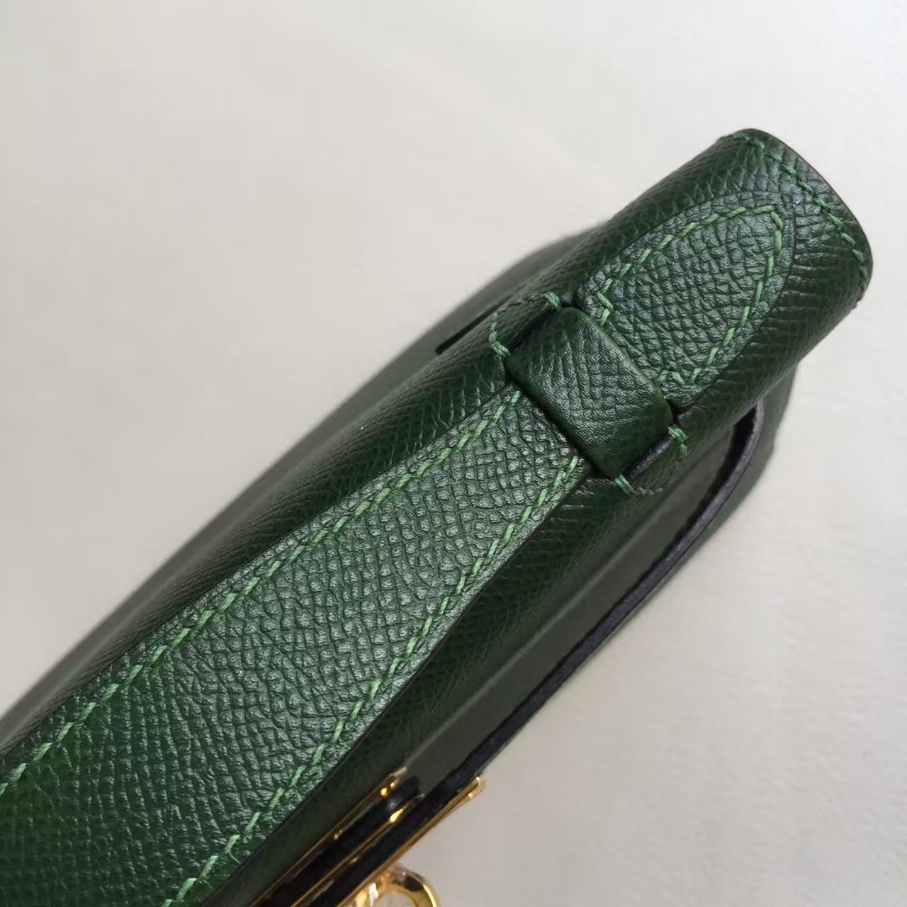Wholesale Hermes Minikelly Clutch Bag 2Q English Green Epsom Calf Leather