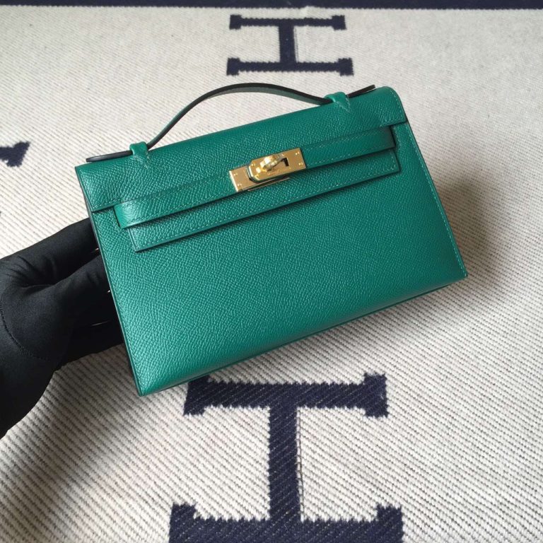Hermes Minikelly Pochette 22CM Bag Z6 Malachite Green Epsom Leather