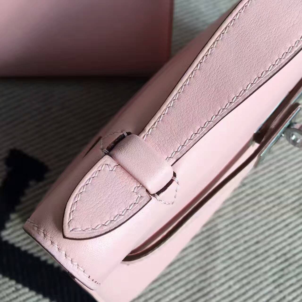 On Sale Hermes Swift Calfskin Leather Minikelly Clutch Bag in 3Q Rose Sakura