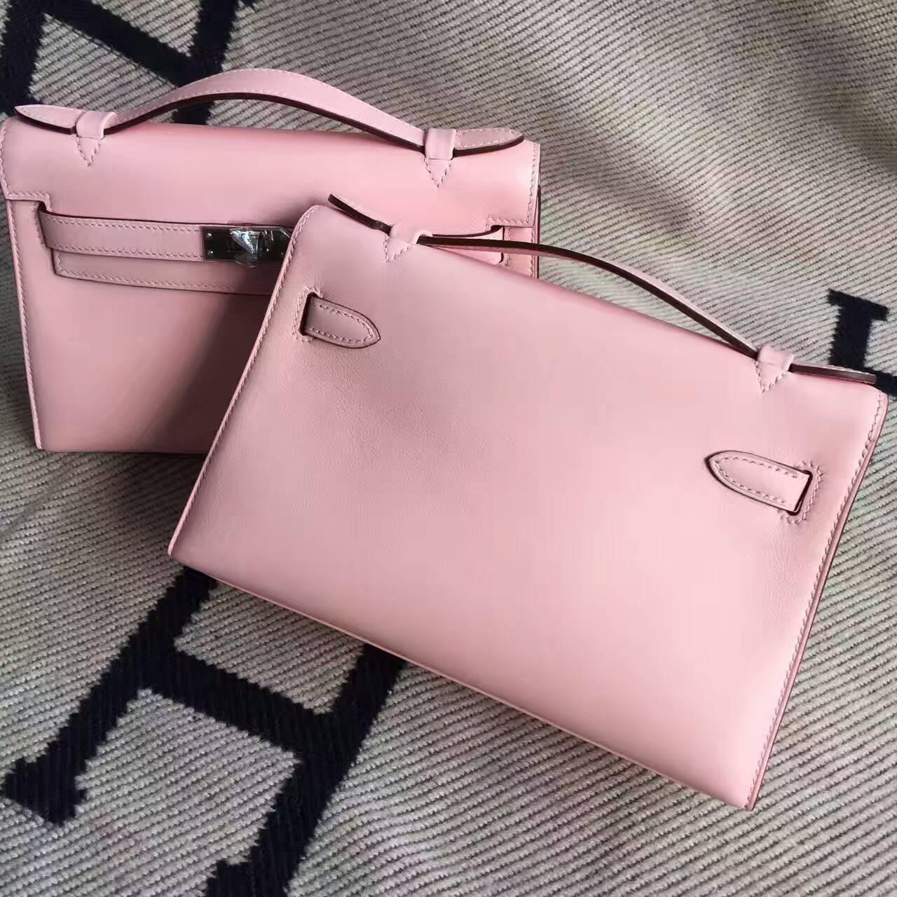On Sale Hermes Swift Calfskin Leather Minikelly Clutch Bag in 3Q Rose Sakura