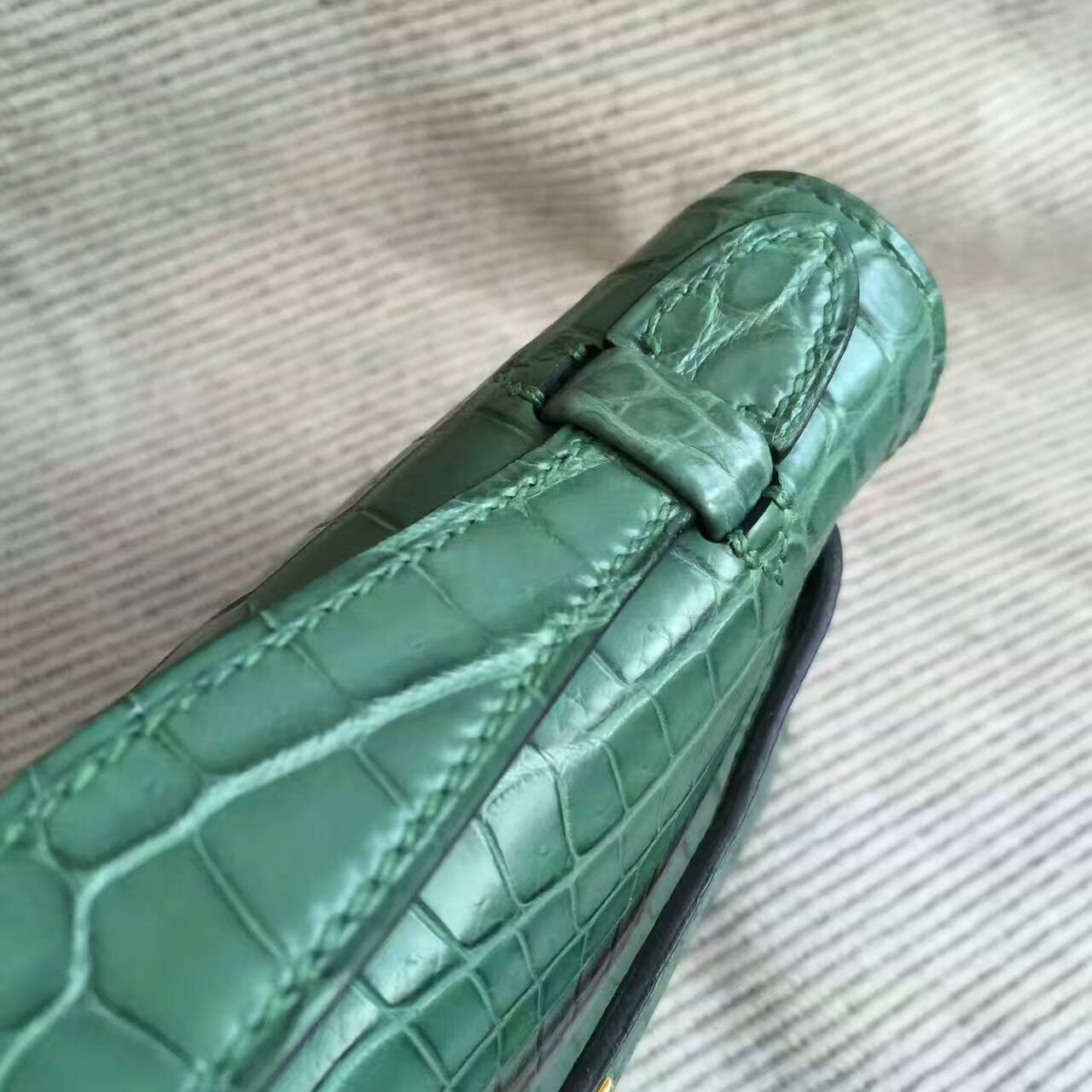 Hot Sale Hermes Malachite Green Crocodile Matt Leather Minikelly Pochette 22CM