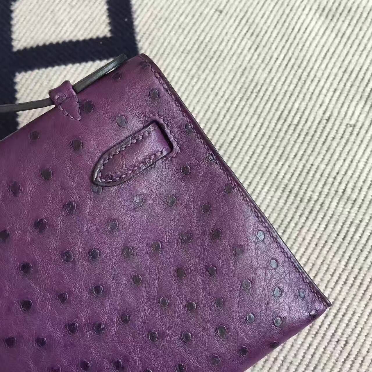 Discount Hermes Ostrich Leather Minikelly Pochette 22CM in 9W Violet