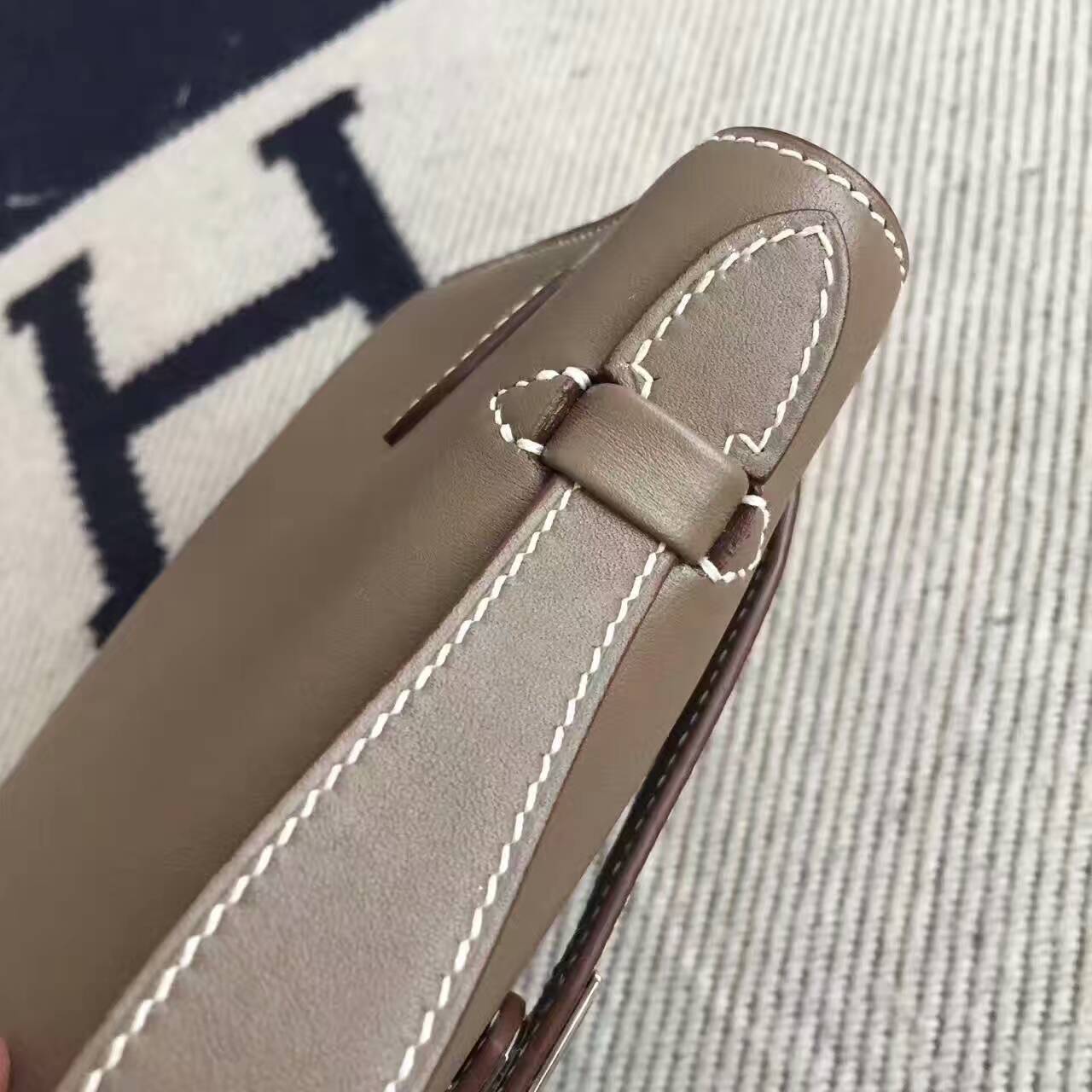 High Quality Hermes CK18 Etoupe Grey Swift Leather Minikelly Pochette 22CM