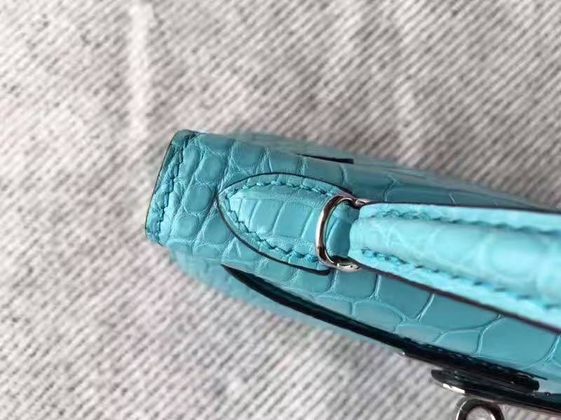 Hand Stitching Hermes 3Z Sanit-cyr Crocodile Matt Leather Minikelly-2 Bag