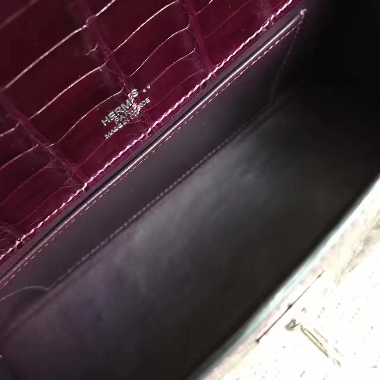 Discount Hermes Minikelly Clutch Bag in Fuchsia Crocodile Shiny Leathe