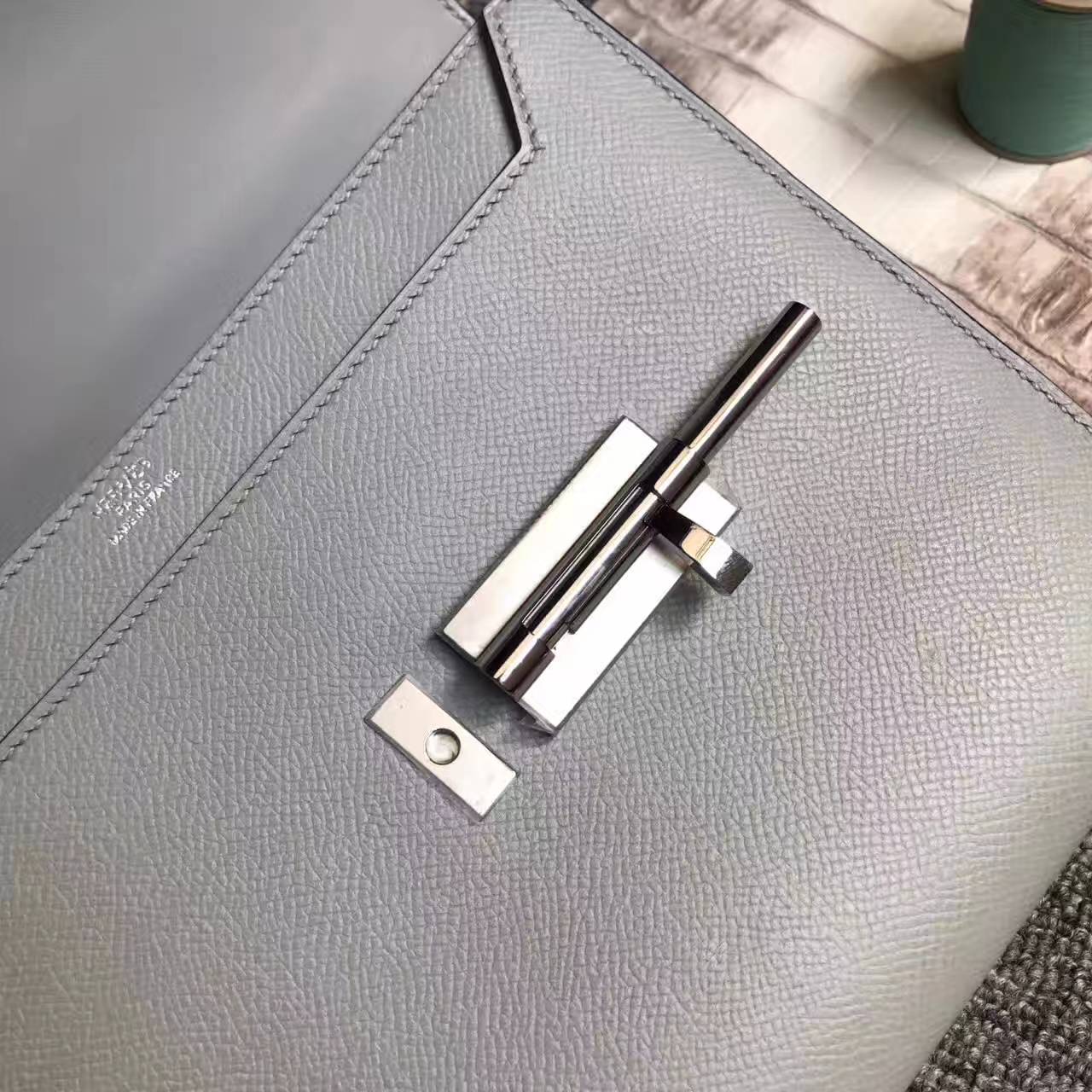 Wholesale Hermes 8U Blue Glacier Epsom Leather Verrou Bag 24cm