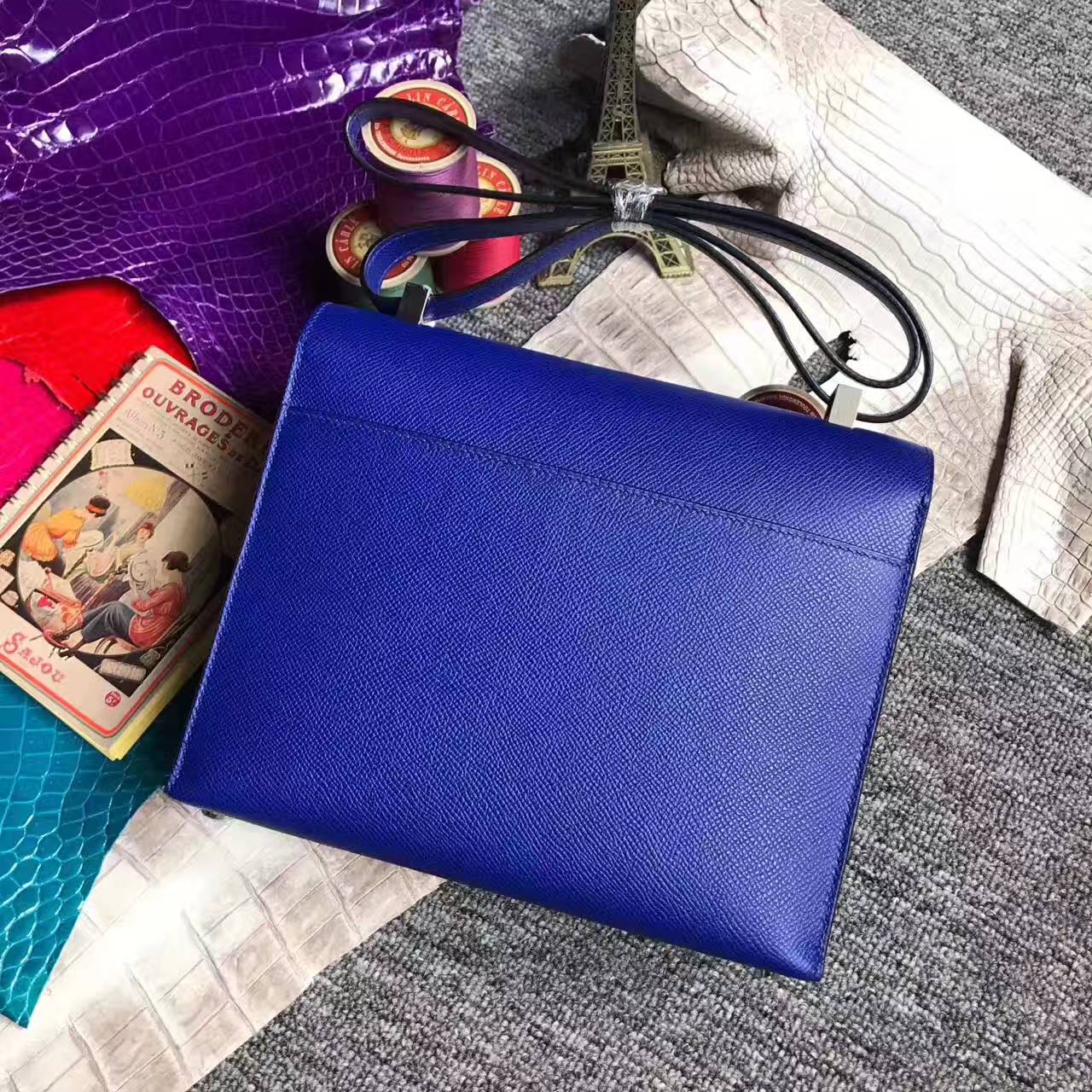 On Sale Hermes 7T Blue Electric Epsom Leather Verrou Shoulder Bag24cm