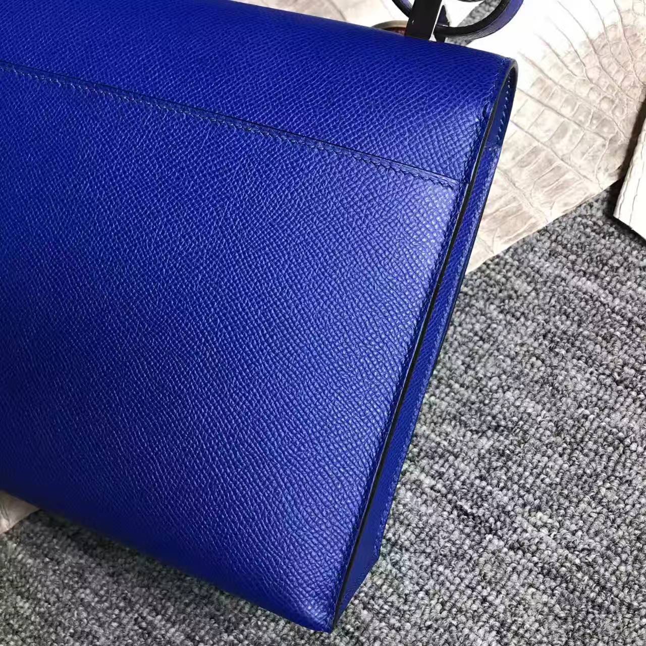 On Sale Hermes 7T Blue Electric Epsom Leather Verrou Shoulder Bag24cm