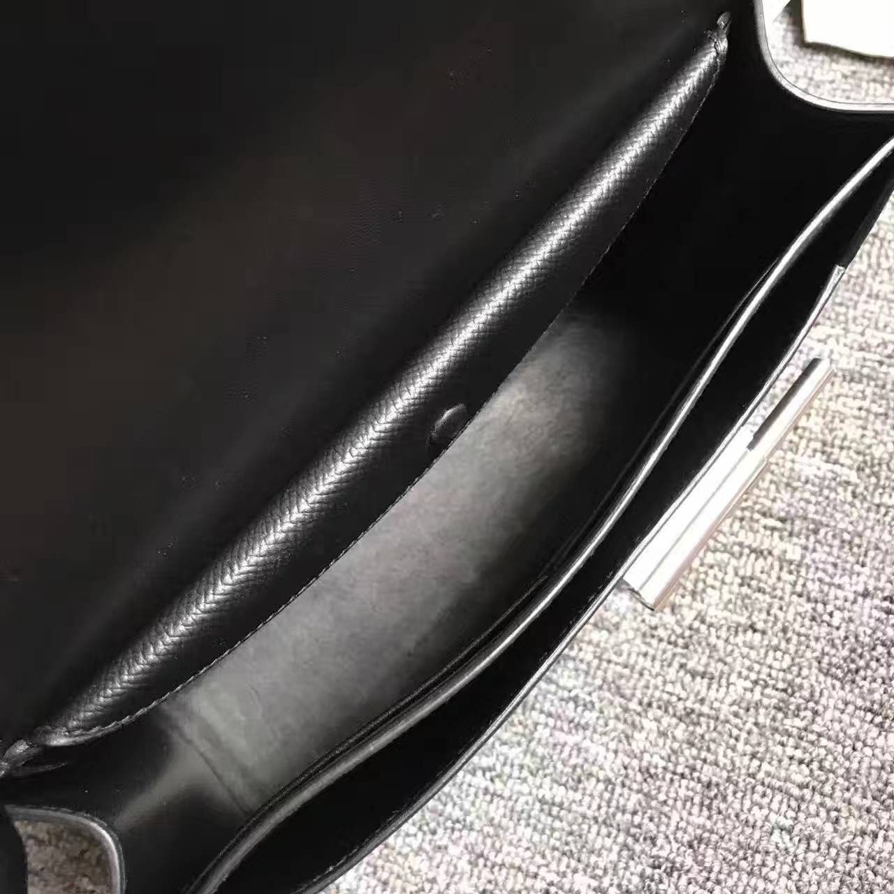 New Arrival Hermes Verrou Bag 24cm in CK89 Black Epsom Leather