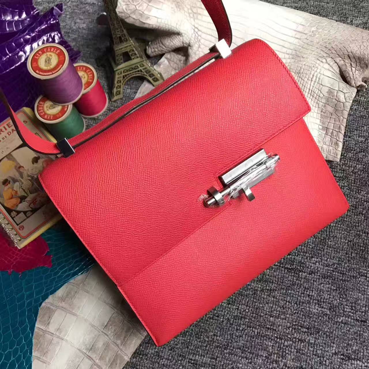 New Fashion Hermes Q5 Rouge Casaque Epsom Leather Verrou Bag 24cm