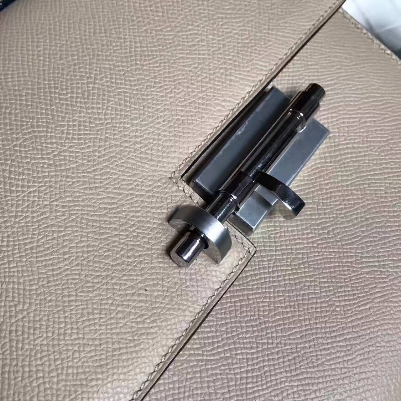 Hot Sale Hermes Verrou Shoulder Bag in C18 Gris Tourterelle Epsom Leather