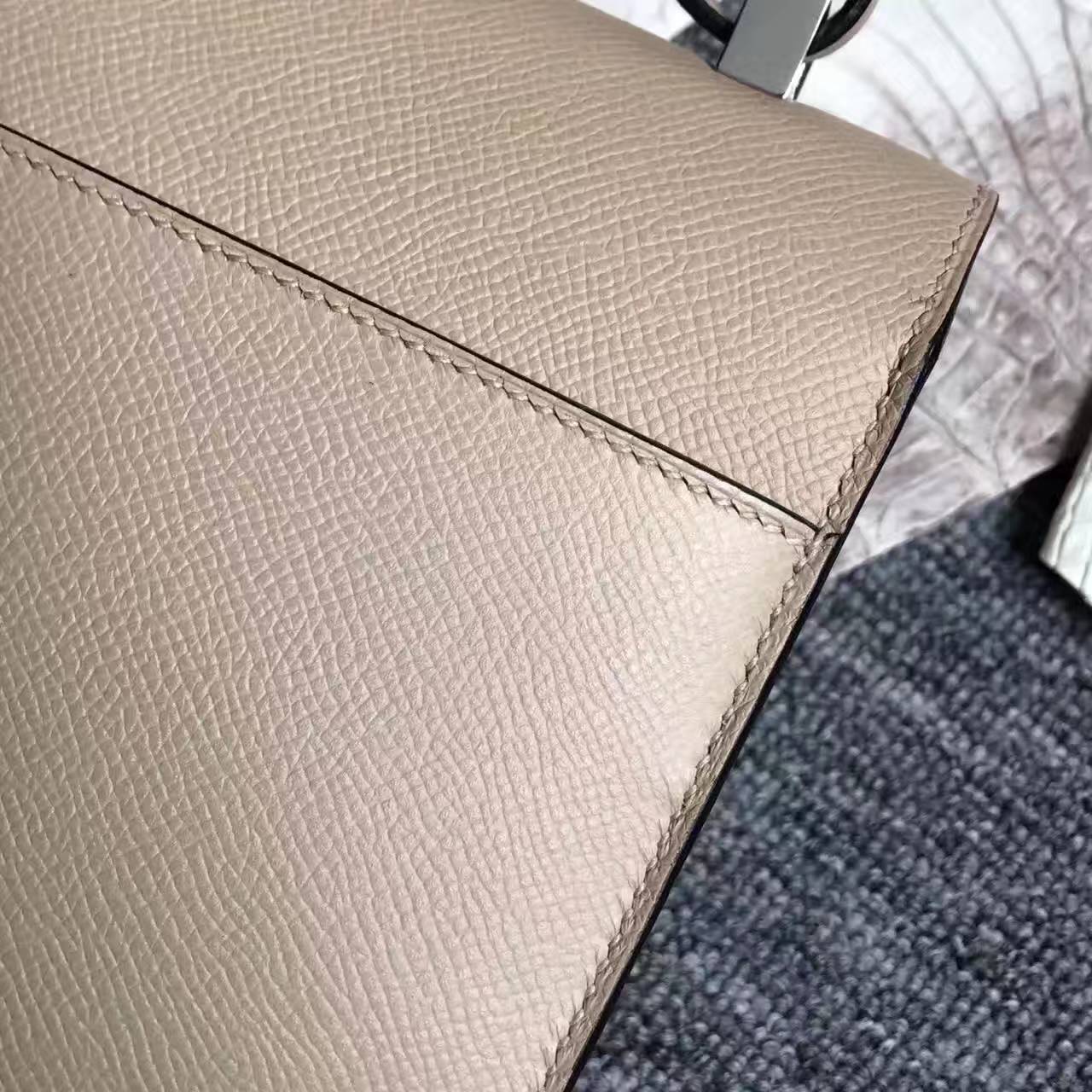 Hot Sale Hermes Verrou Shoulder Bag in C18 Gris Tourterelle Epsom Leather