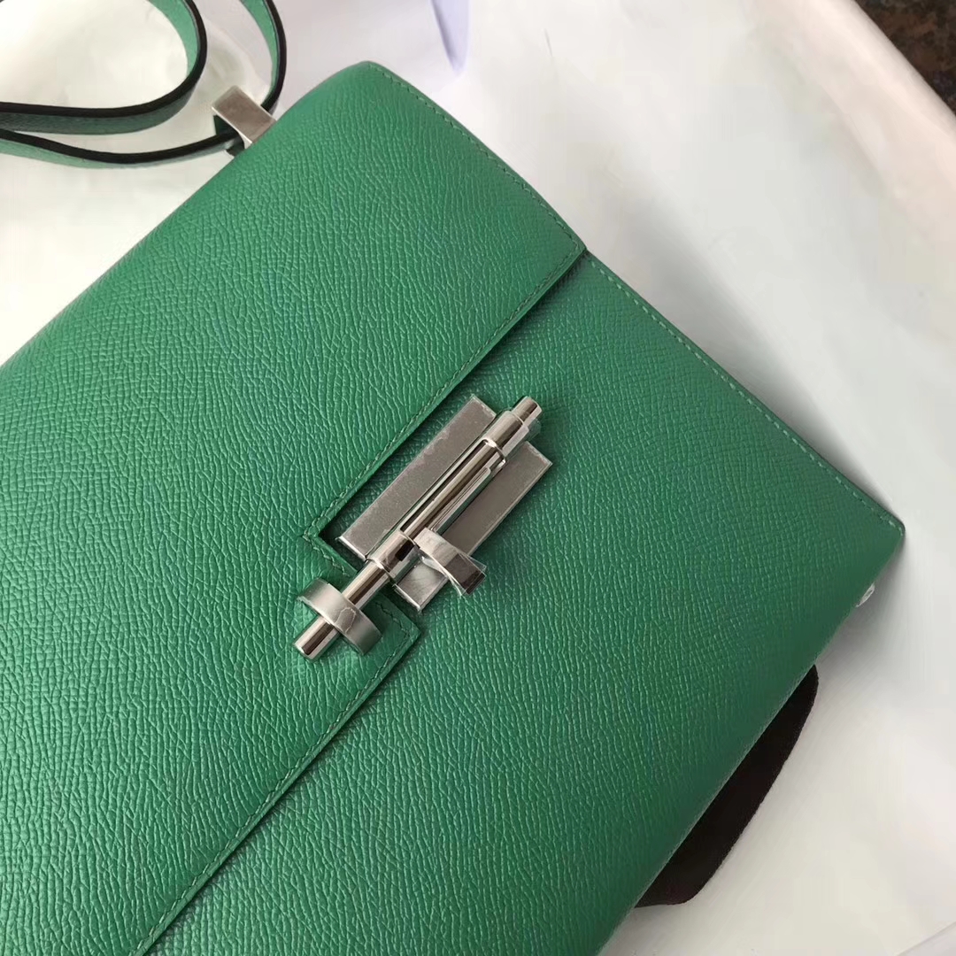 Fashion Hermes Verrou Bag U4 Mint Green Epsom Calfskin Shoulder Bag21cm