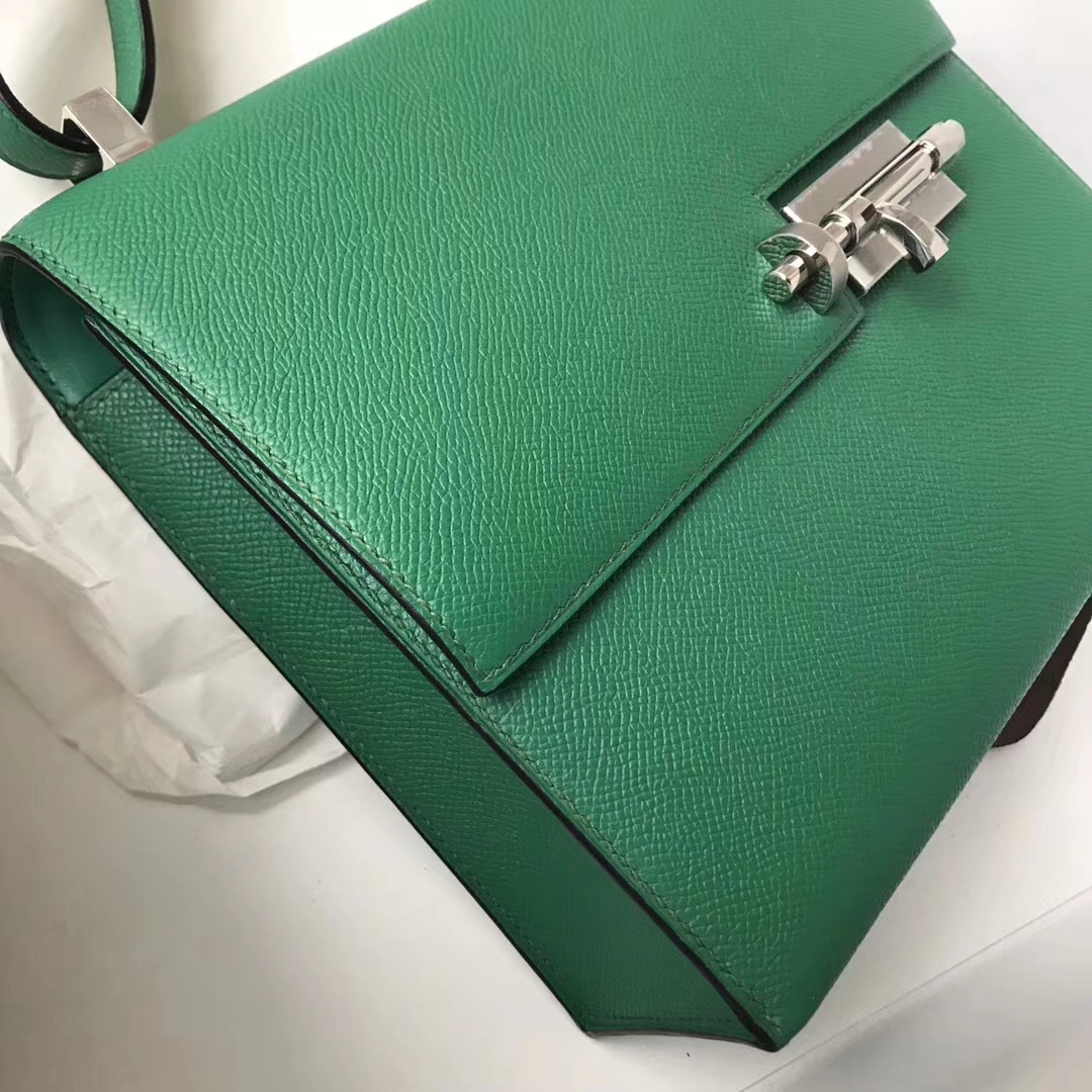 Fashion Hermes Verrou Bag U4 Mint Green Epsom Calfskin Shoulder Bag21cm