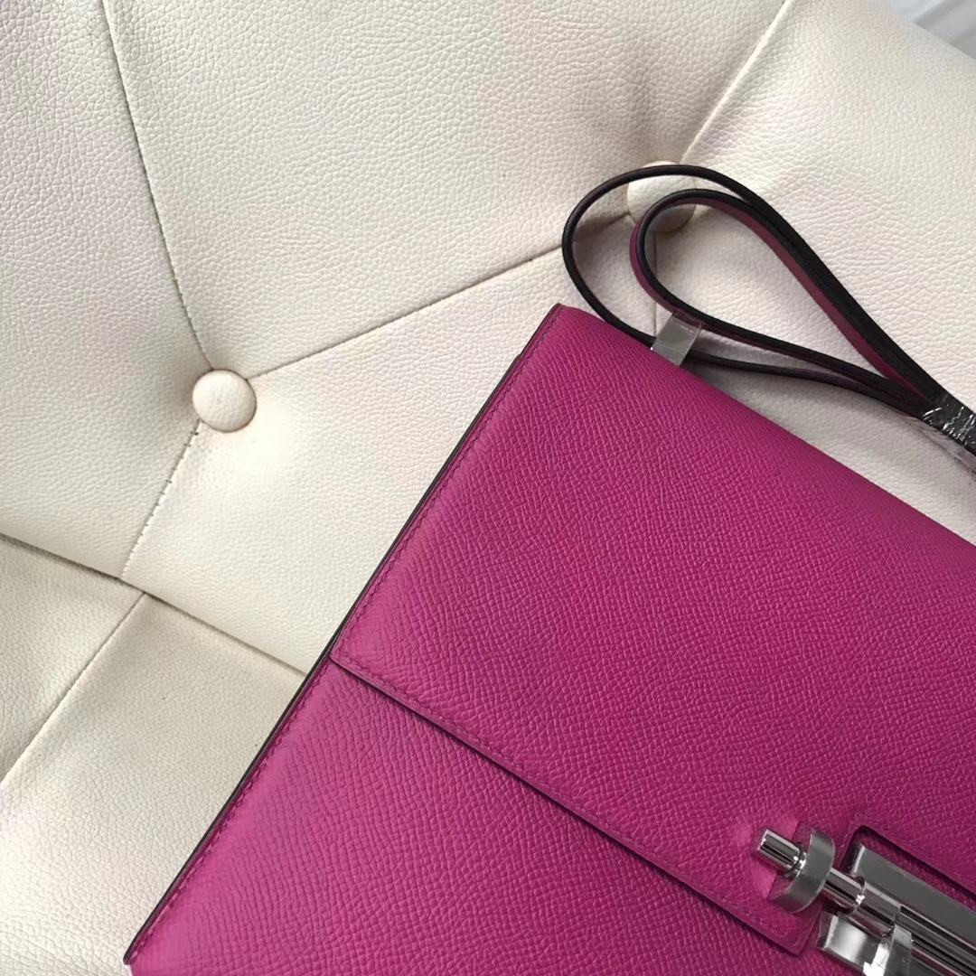 Pretty Hermes Verrou Bag21CM in L3 Rose Purple Epsom Calf Silver Hardware
