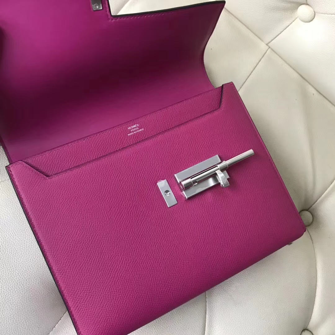 Pretty Hermes Verrou Bag21CM in L3 Rose Purple Epsom Calf Silver Hardware
