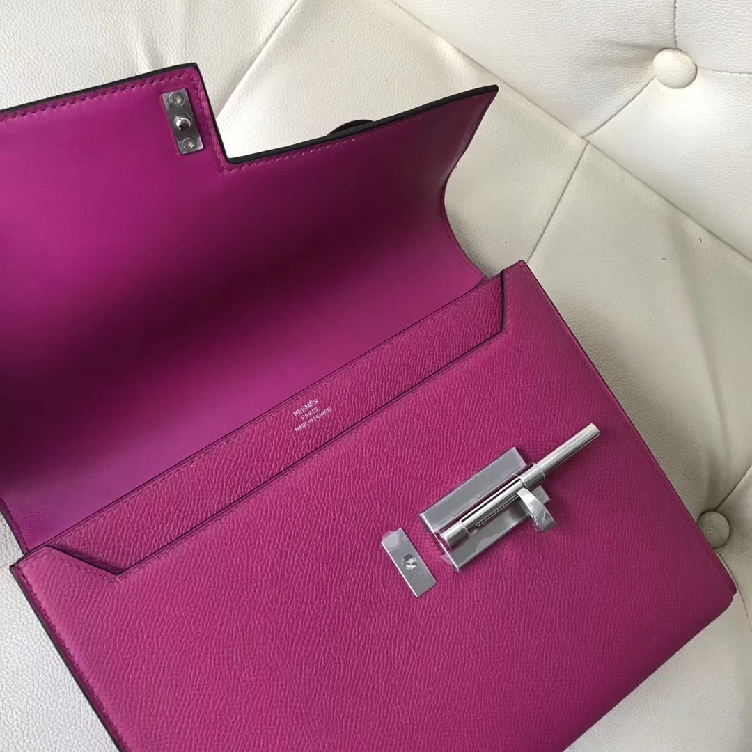 Pretty Hermes Verrou Bag21CM in L3 Rose Purple Epsom Calf Silver Hardware