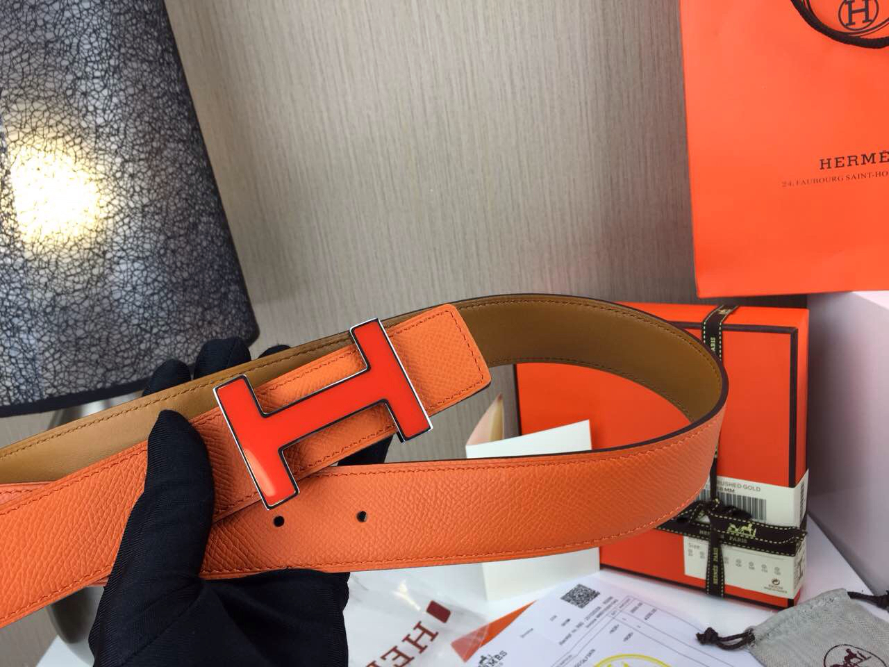 Wholesale Hermes Belt Orange and yellowish brown Orange buckle