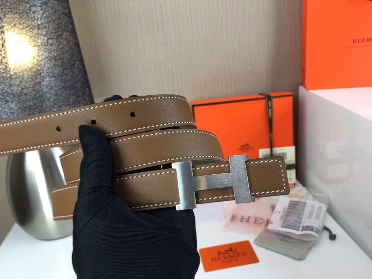 Hermes Women’s Palm prints with coffee and Plain with grey 2.5CM wide