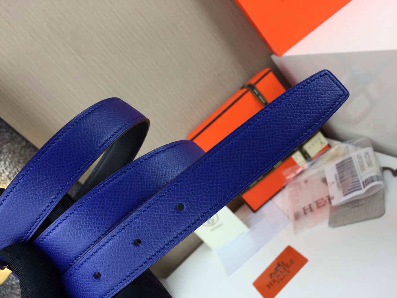 Hermes Women’s Palm prints with blue and Plain with black 2.5CM wide