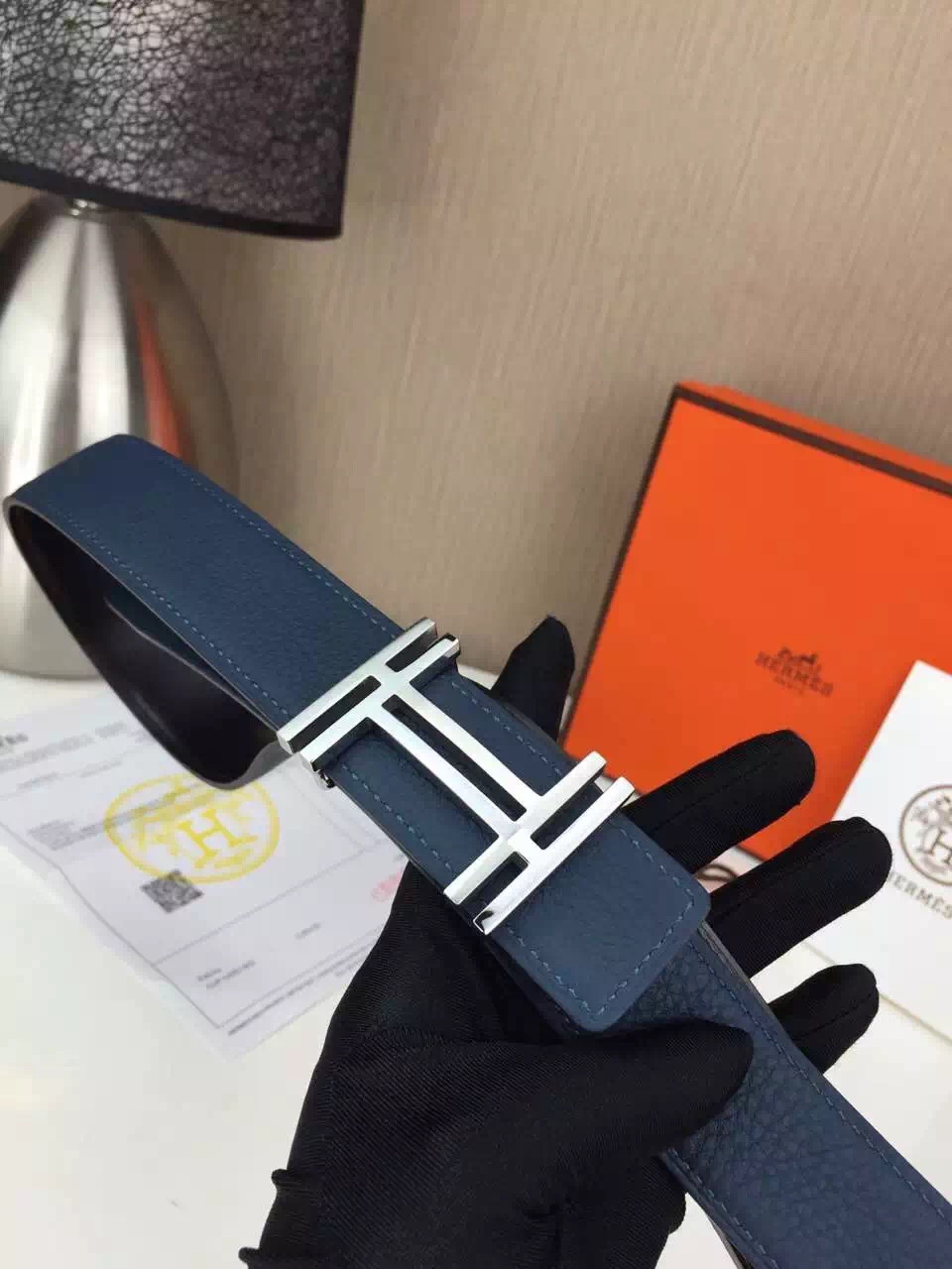 Hermes belt Wholesale Stainless steel silvery buckle with gray palm print Many colors available